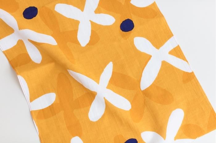 伊勢木棉手巾（短版）/蘿蔔草與影 山吹色