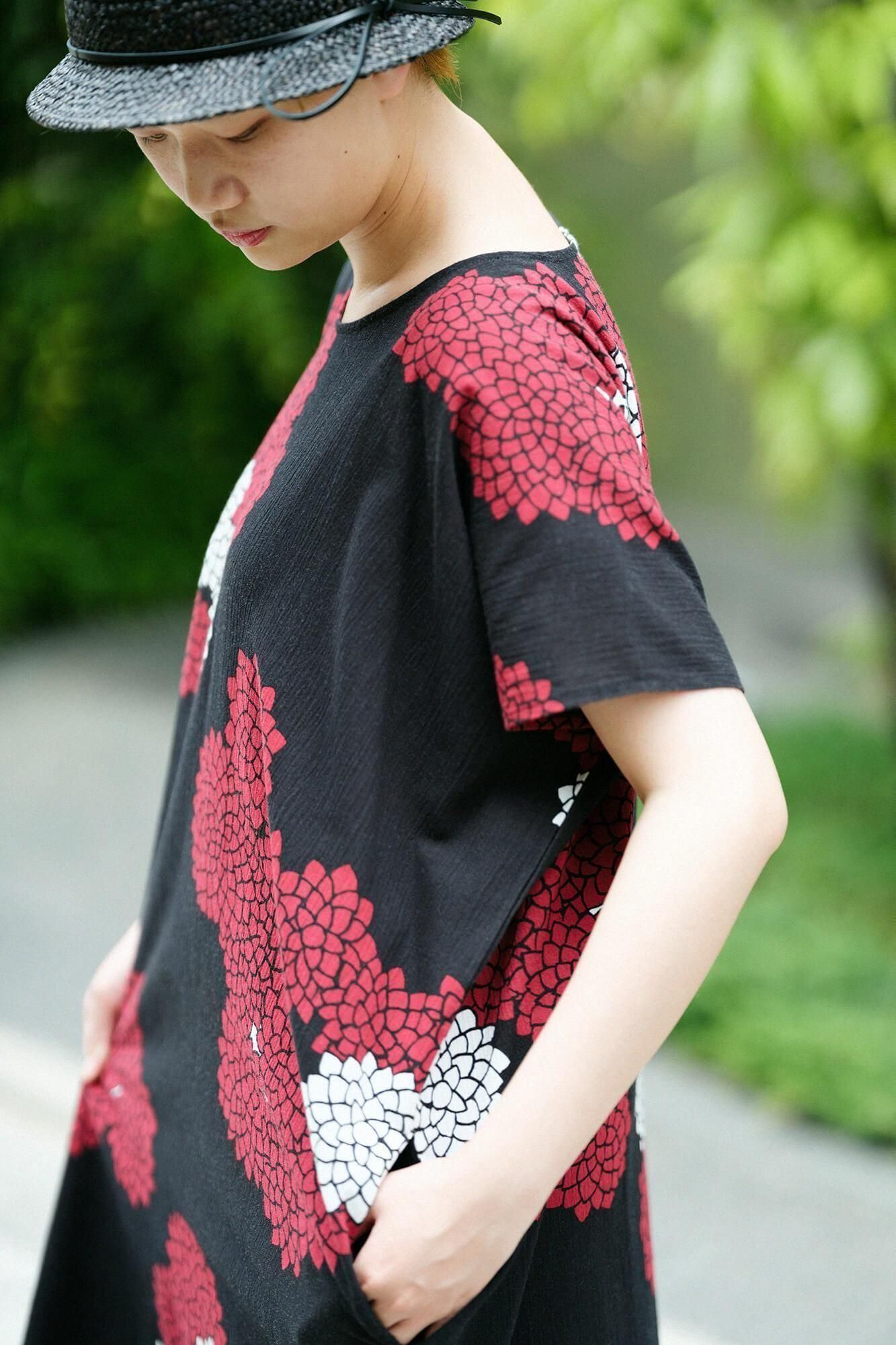 高島縮棉 20/20長方形洋裝／雲間菊