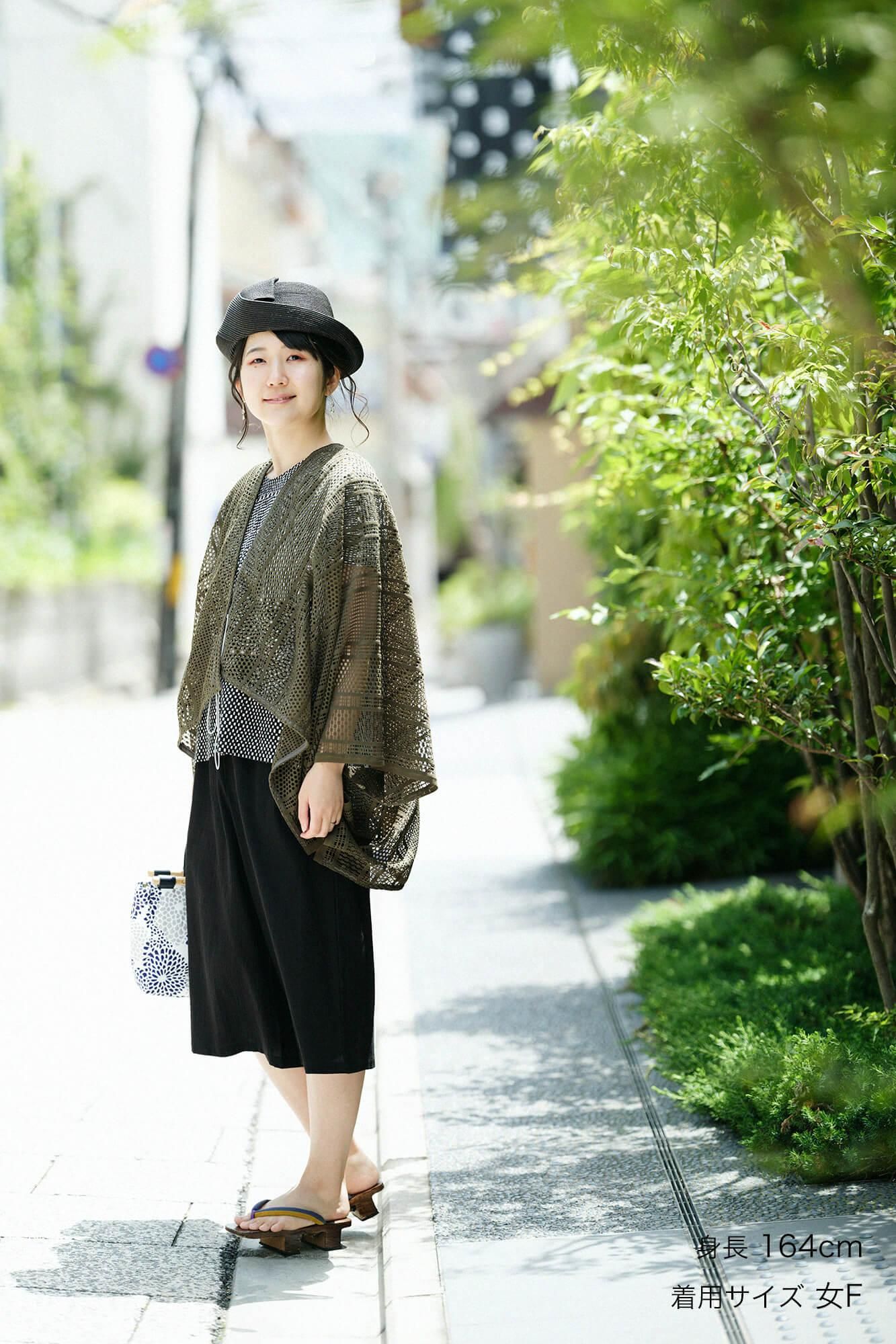 高島縮 20/20 広形（ひろなり）もんぺ はぎ丈／濡羽色（ぬれば