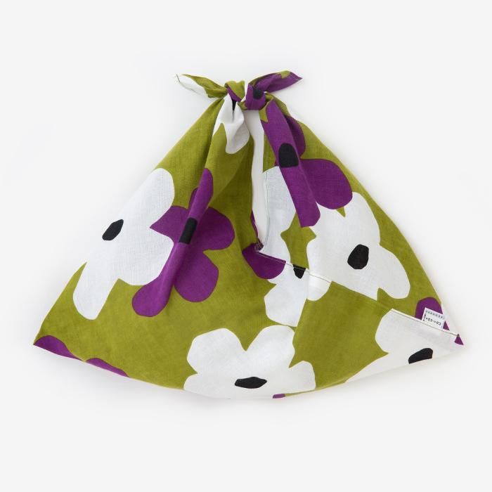 Isemomen Cotton Eco Bag / Layered-flowers Yellowish Green