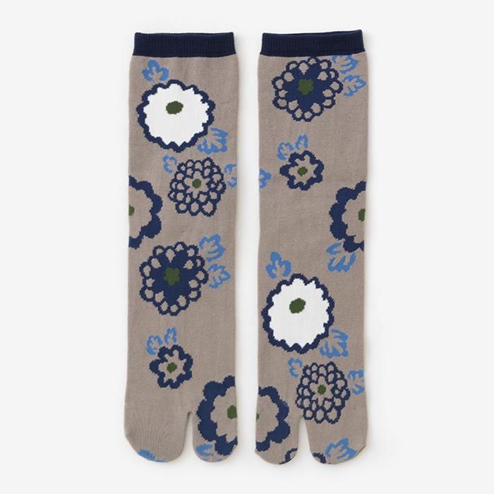Tabi Socks (Mid-calf)／Sunny Day with Chrysanthemum Greenish Grey【Men・Women】