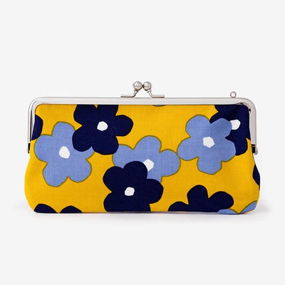 12號帆布 軟 口金包（横長）/疊花 小 黃色