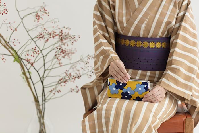 12號帆布 軟 口金包（横長）/疊花 小 黃色