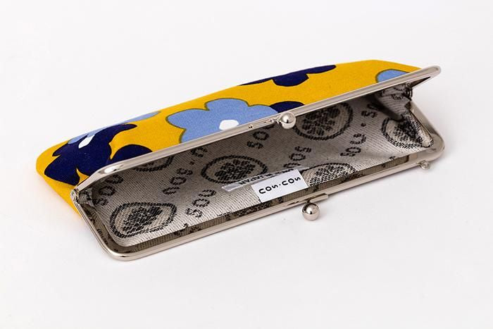 12號帆布 軟 口金包（横長）/疊花 小 黃色