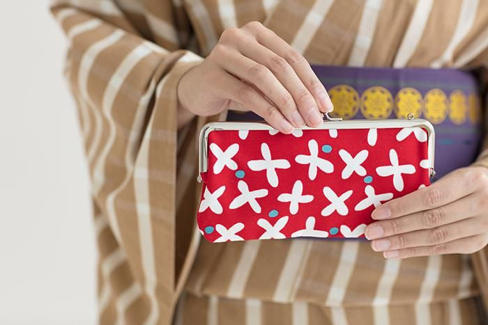 No.12 Soft Canvas Gamaguchi Clasp Purse（Horizontal）/ Suzushiroso Small Red