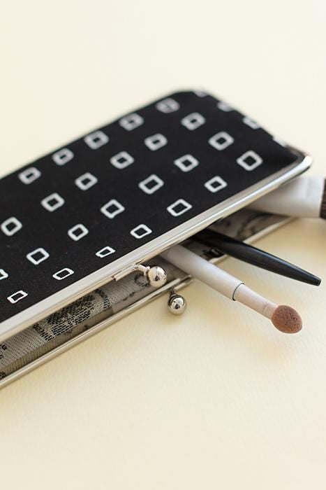 12號軟帆布 口金包（横長）/枡