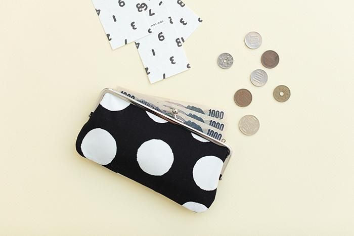 12號軟帆布 口金包（横長）/圓點