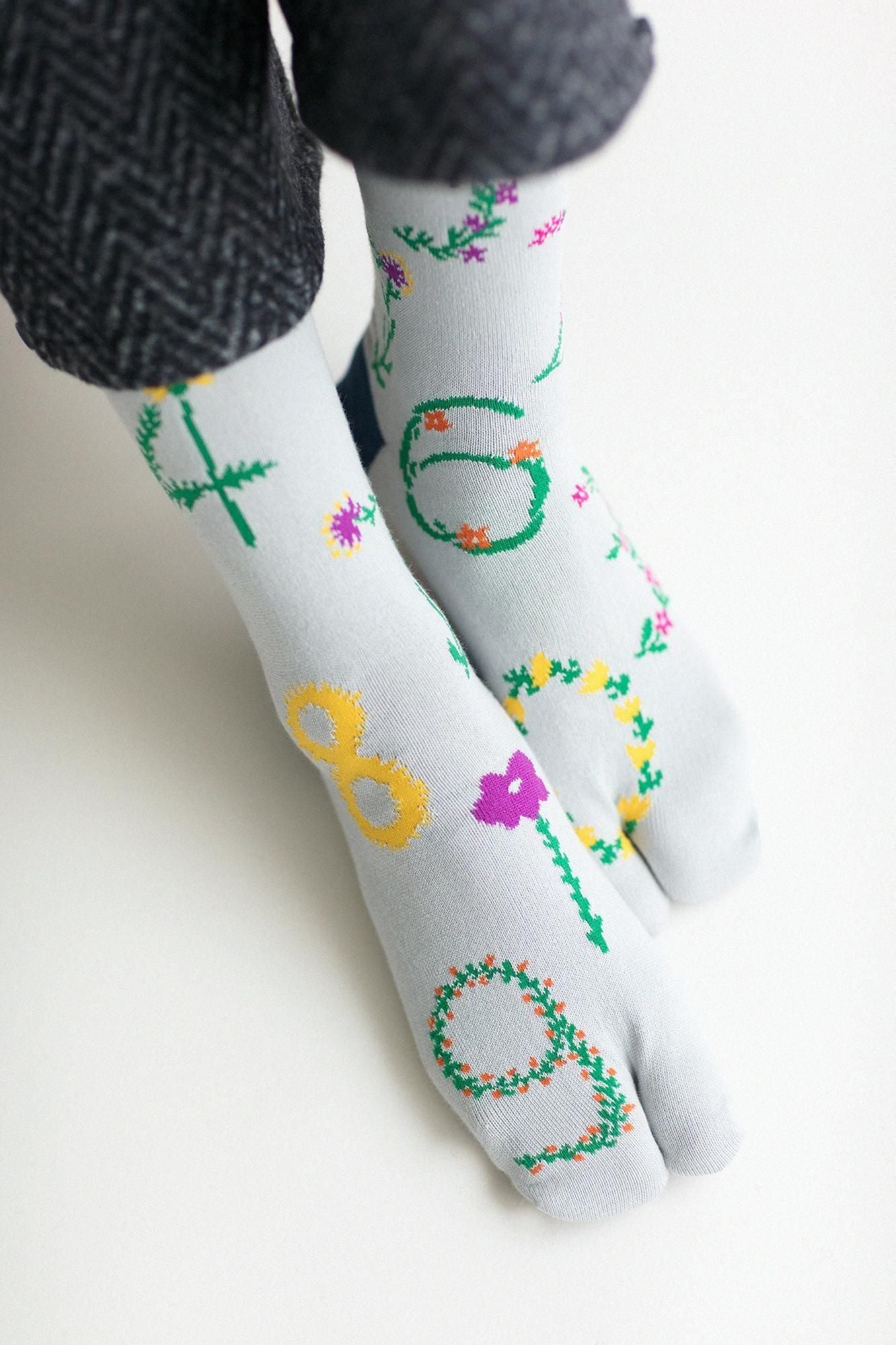 Tabi Socks (Mid-calf)／Floral Numbers【Men・Women】