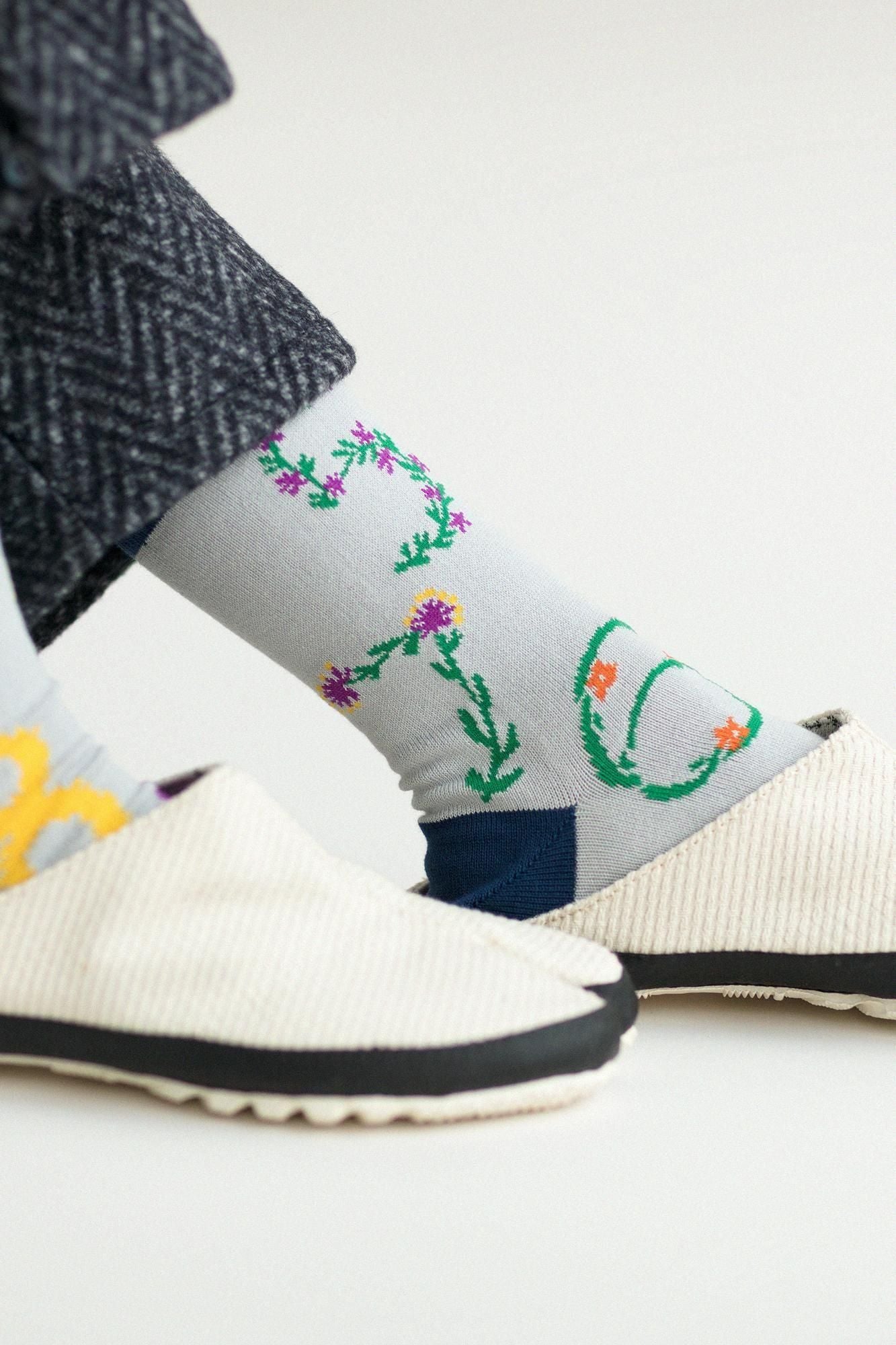 Tabi Socks (Mid-calf)／Floral Numbers【Men・Women】