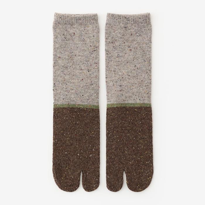 Wool Tabi Socks (Mid-calf) Bi-color／Grey【Men・Women】