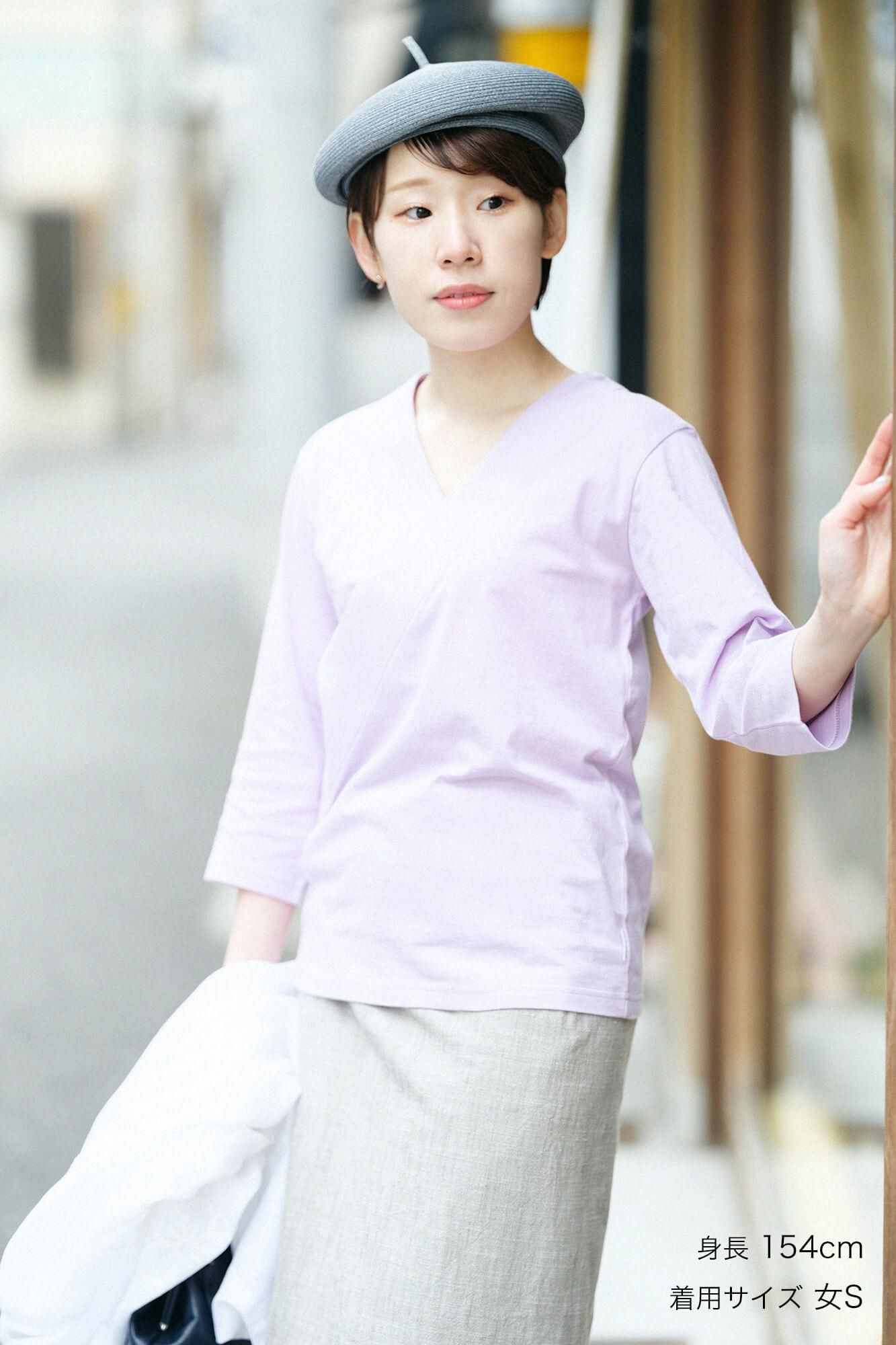 V-neck Shirt Three-quarter Sleeve / Light Lilac