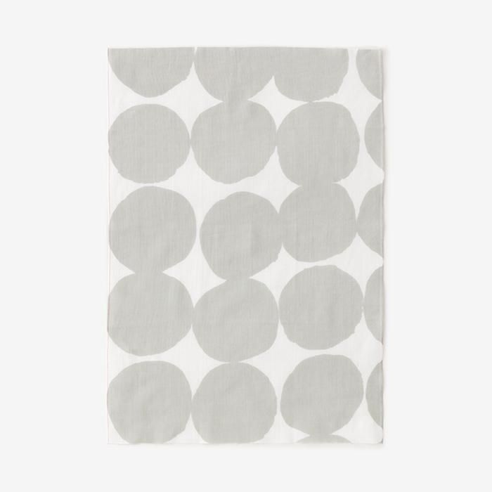 Isemomen Cotton Textile Handkerchief（Short）/ Marbles Large White× Silver Grey