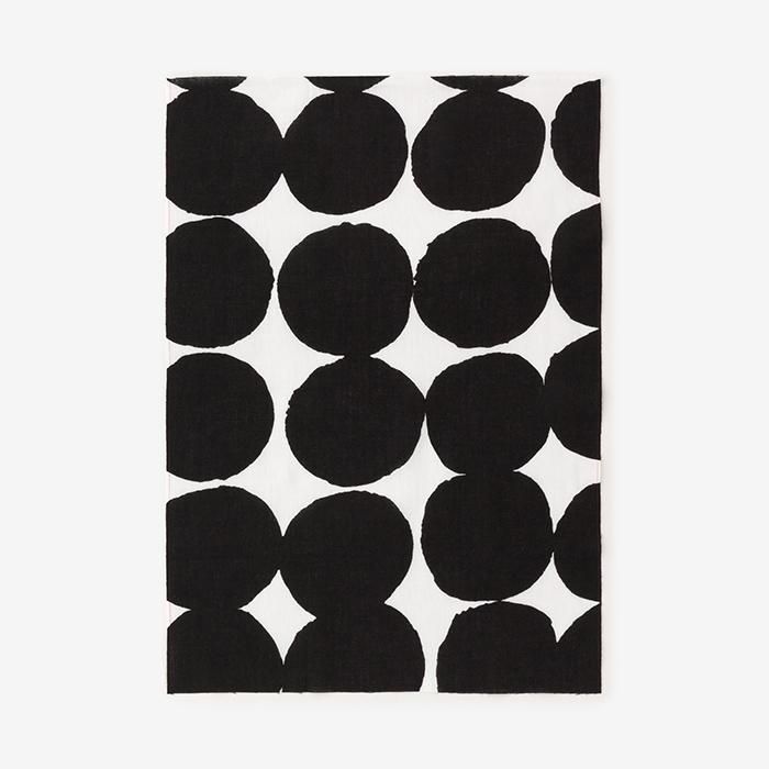 伊勢木棉圖案紋樣手巾（短版）/彈珠 大白色×黑色