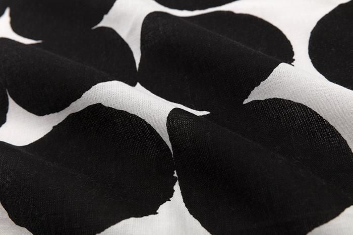 伊勢木棉圖案紋樣手巾（短版）/彈珠 大白色×黑色