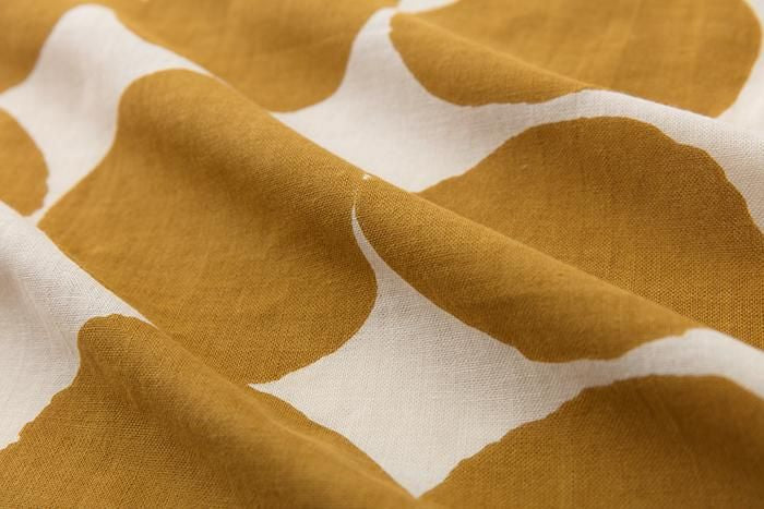 伊勢木棉手巾（短版）/彈珠米白色×芥末色