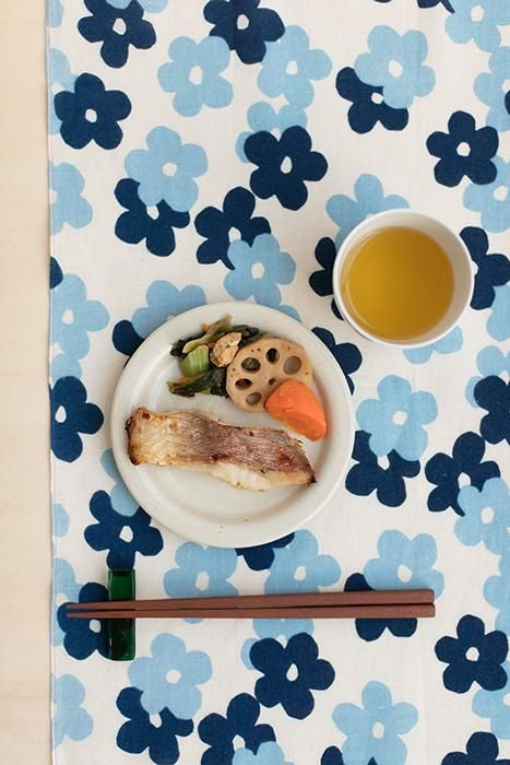 SOU・SOU×Fujita Sonen Indigo印刷Tenugui（Himetsu）/Flower Gasane Small