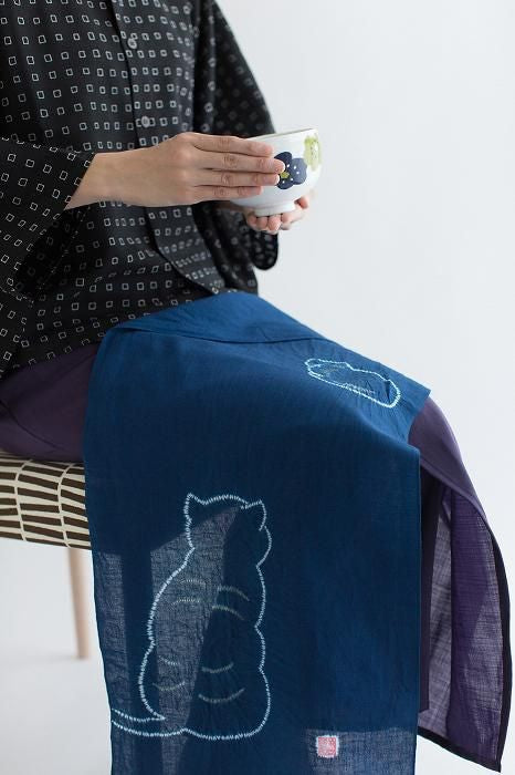 SOU・SOU×有松鳴海絞手巾／山雅商店謹製 四季與貓 待宵