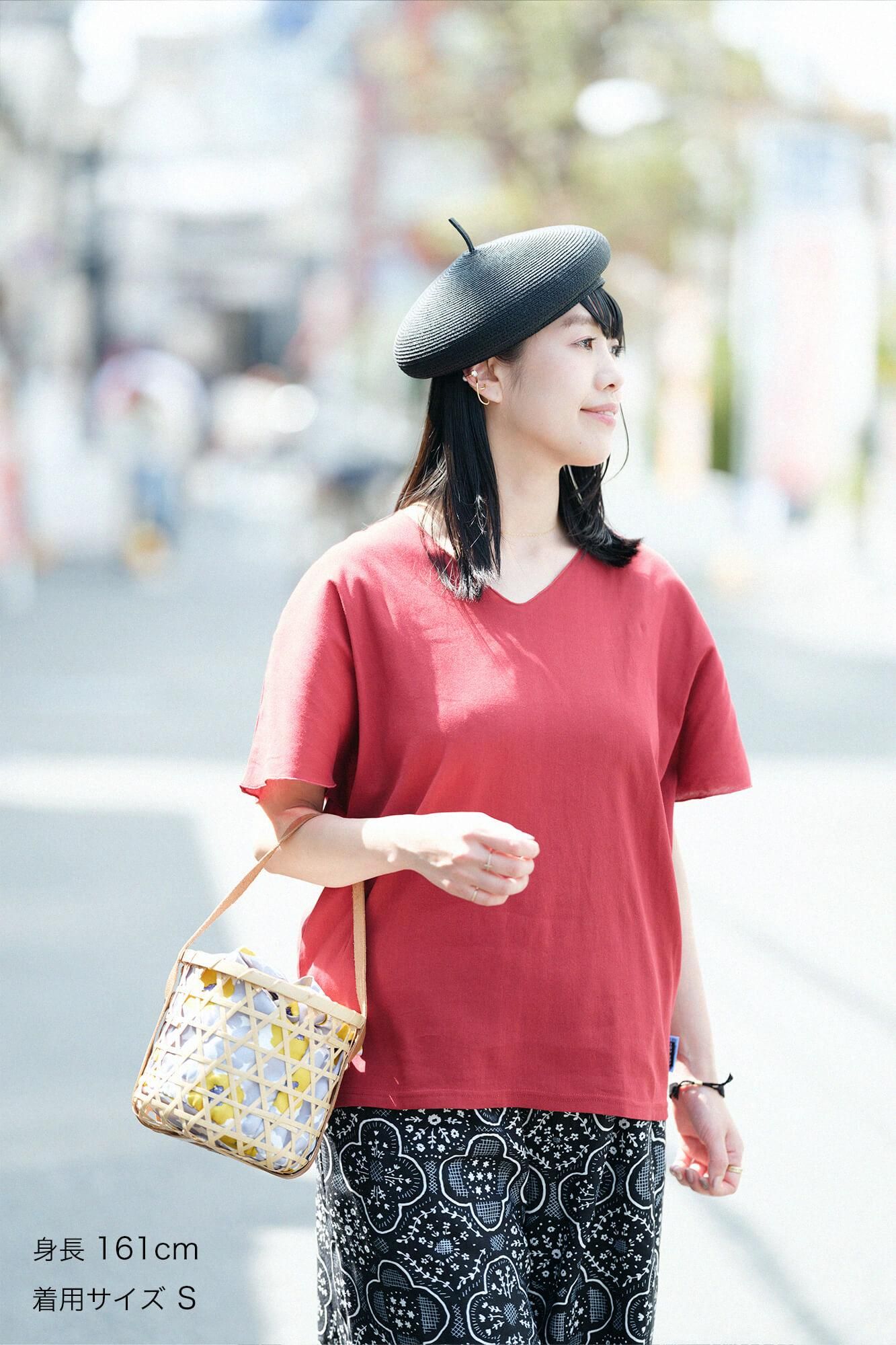 Chizimi Cotton 40/40 Cap Sleeve Top / Dark Red