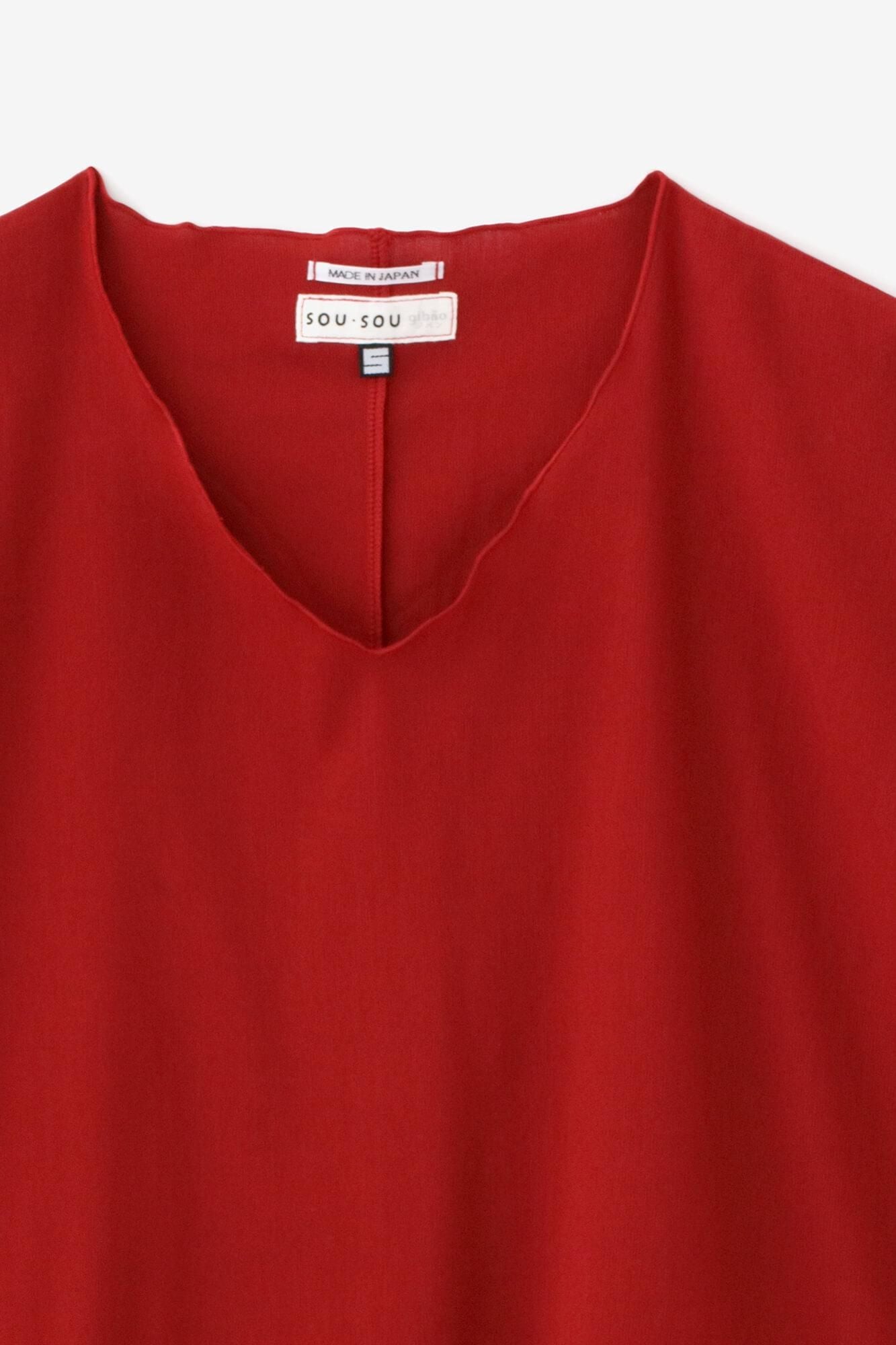 Chizimi Cotton 40/40 Cap Sleeve Top / Dark Red