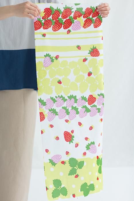 伊勢木綿 textile手ぬぐい／いちご摘み