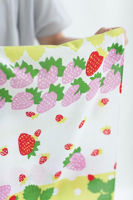 伊勢木綿 textile手ぬぐい／いちご摘み