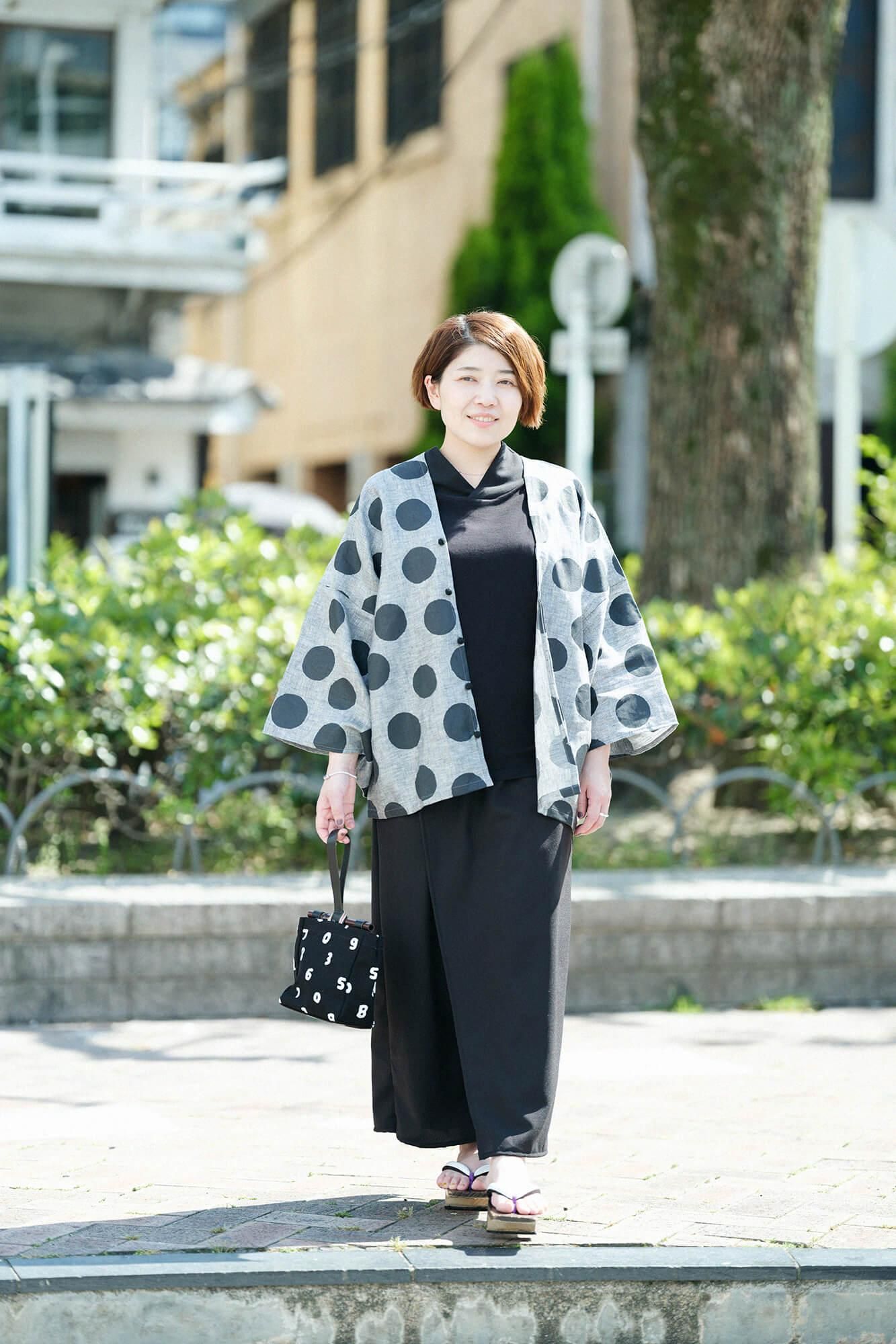 薙（なぎ）ジバン 半袖／濡羽色（ぬればいろ）