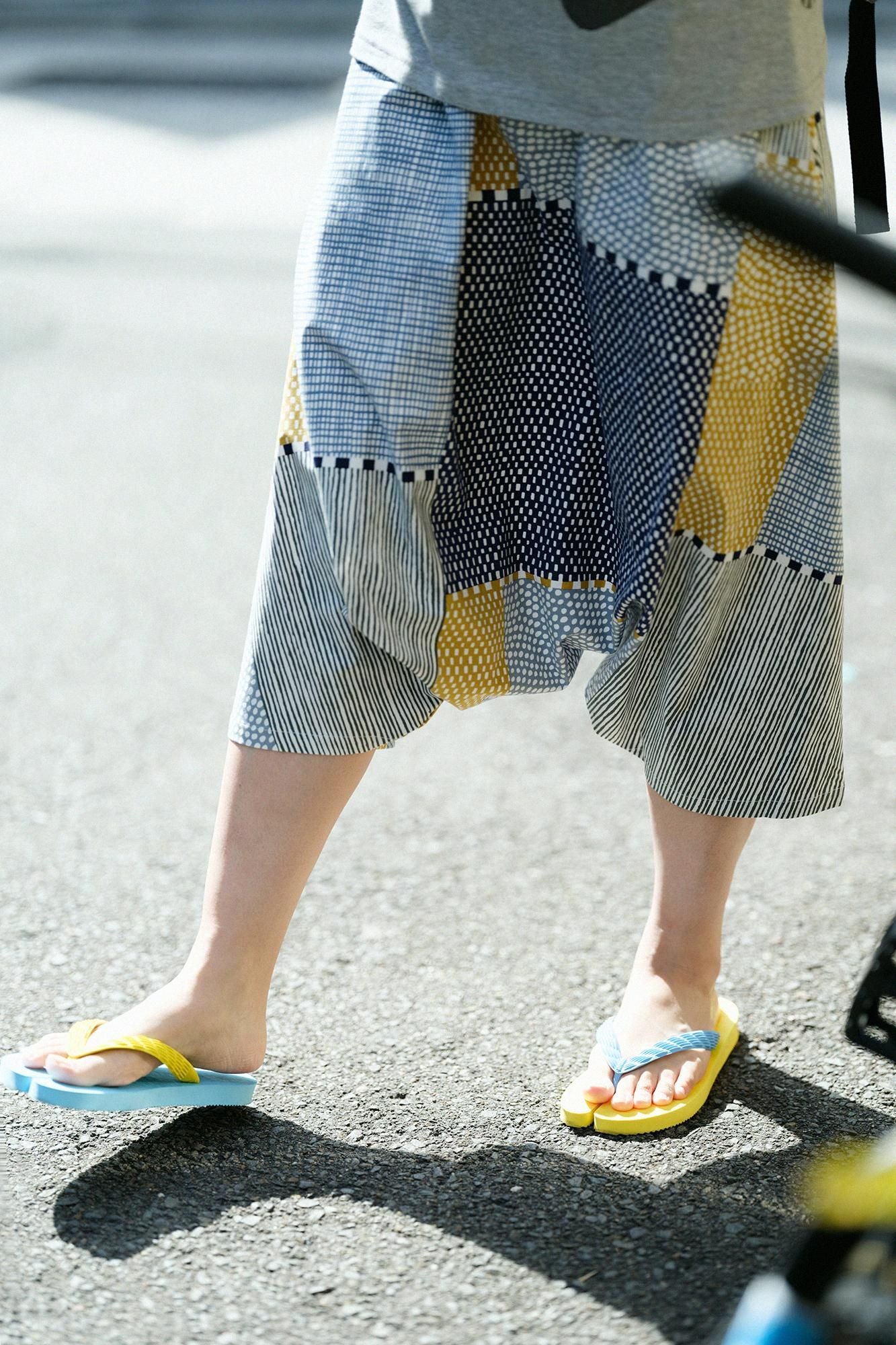 千日足袋人字拖／檸檬色×天藍色