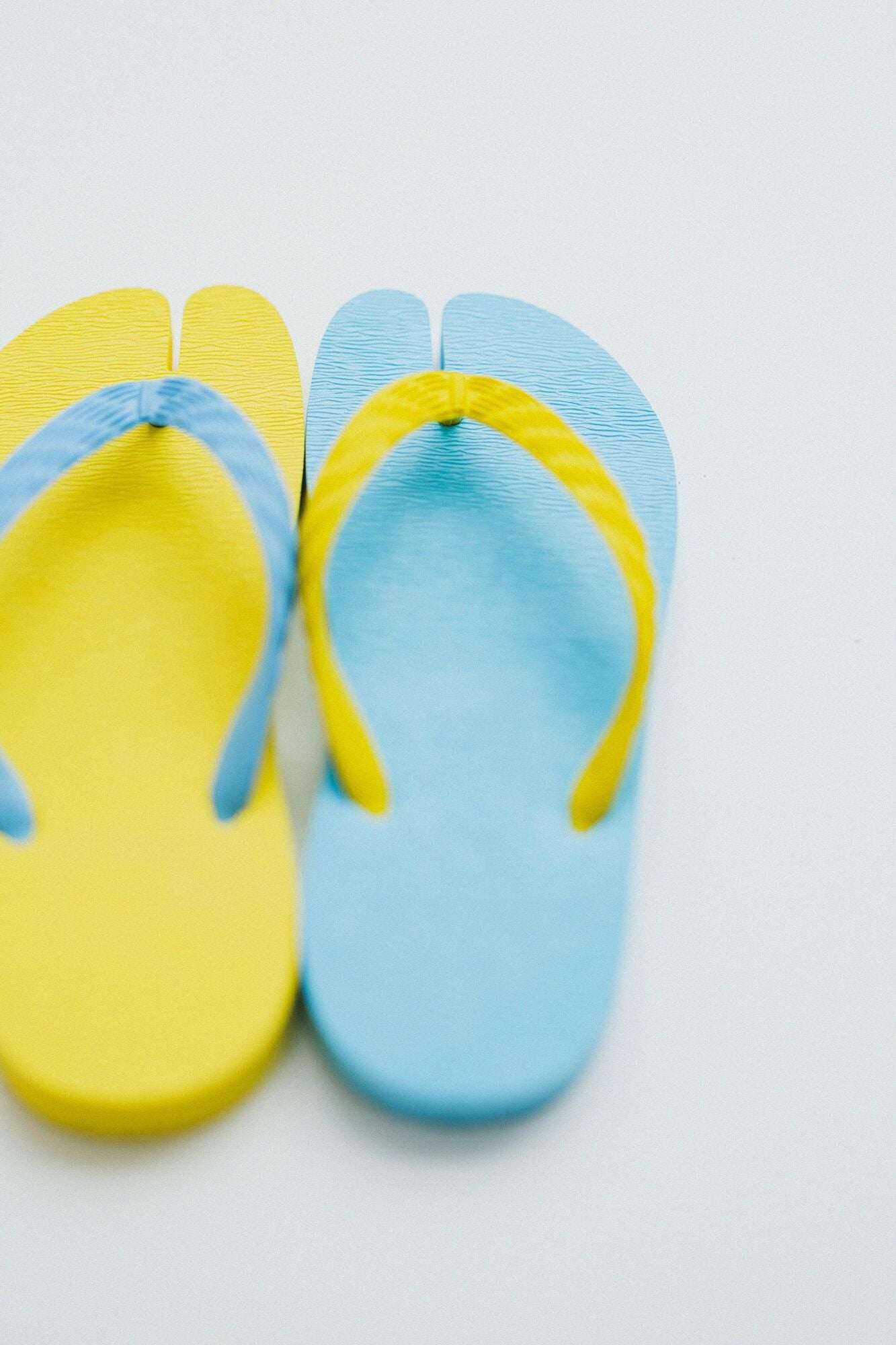 千日足袋人字拖／檸檬色×天藍色