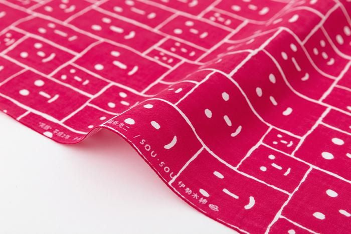 Textile  (Ise-momen cottonCotton: Tokuoka)/Smile Faces Strawberry <50cm>