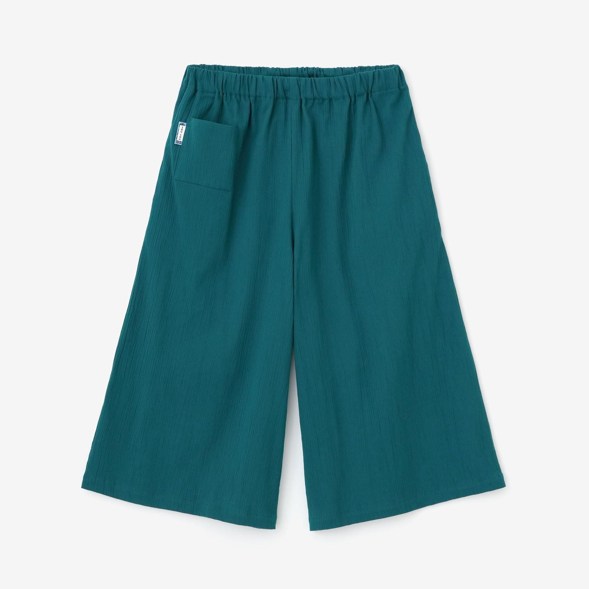 高島縮 20/20 広形（ひろなり）もんぺ はぎ丈／海緑色（かいりょくしょく）