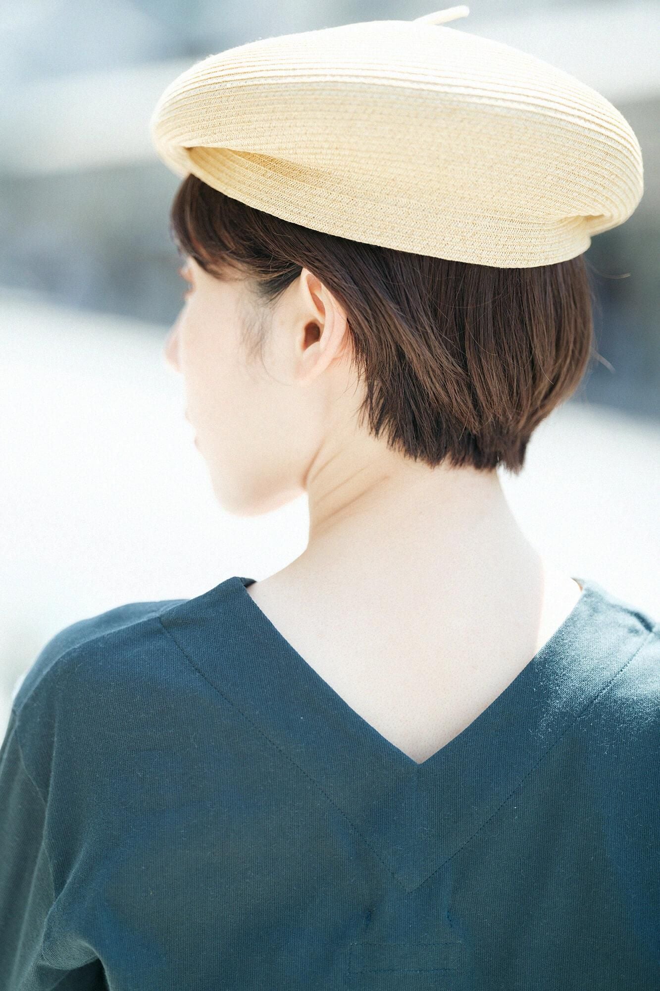 Chizimi Cotton 40/40 V-neck Shirt Elbow Length Sleeve / Dark Green