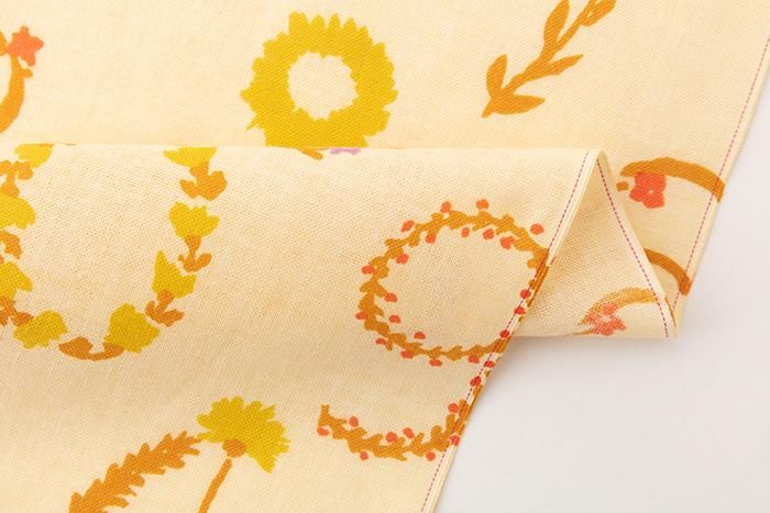 伊勢木綿 textile手ぬぐい／花そすう 蜂蜜色（はちみついろ）