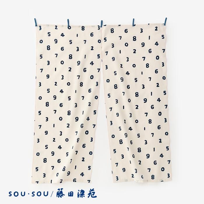 SOU・SOU×藤田染苑 藍捺染 手ぬぐいのれん 2巾／SO-SU-U