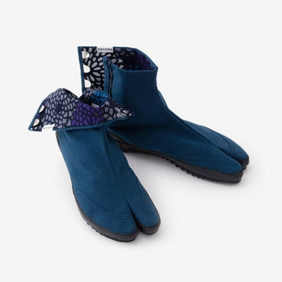 Festival Split Toe Tabi Shoes / Dark Blue × Chrysanthemum