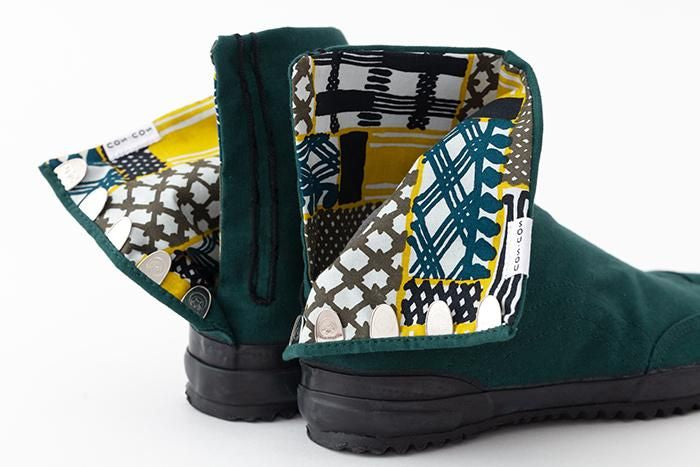 Festival Split Toe Tabi Shoes / Dark Green×Wooden Mosaic