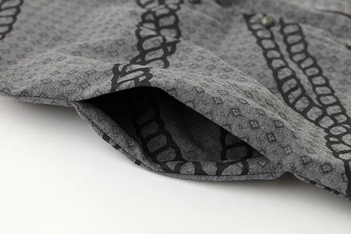 【net limited】Jacquard Fine Pattern Double Breasted Shirt / Binding Lead Color​ ​▲