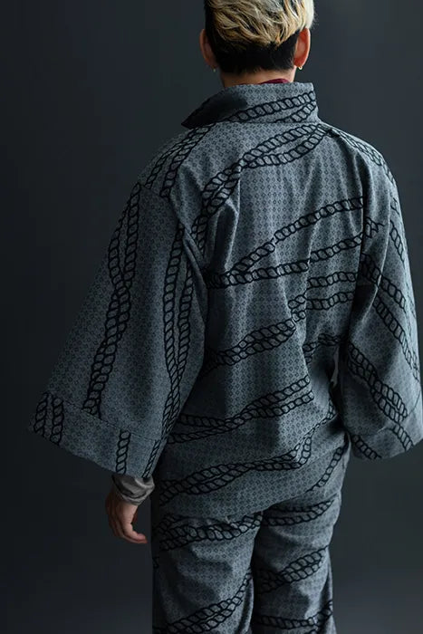 【net limited】Jacquard Fine Pattern Double Breasted Shirt / Binding Lead Color​ ​▲