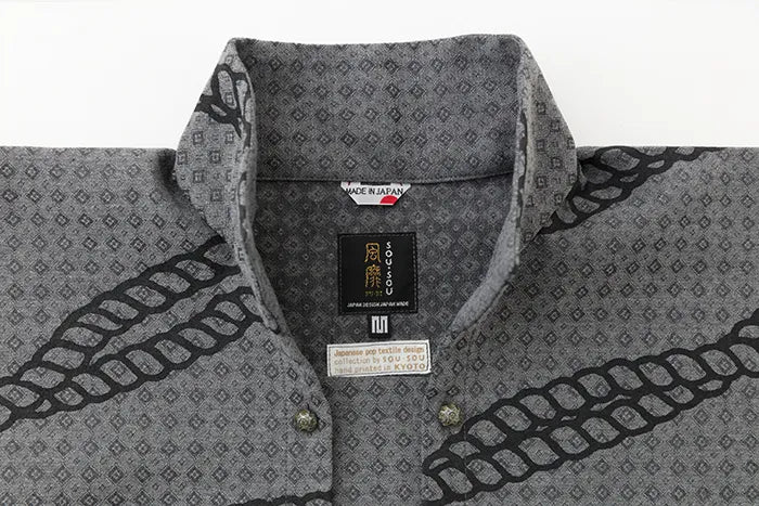 【net limited】Jacquard Fine Pattern Double Breasted Shirt / Binding Lead Color​ ​▲