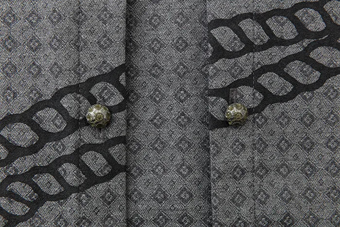 【net limited】Jacquard Fine Pattern Double Breasted Shirt / Binding Lead Color​ ​▲