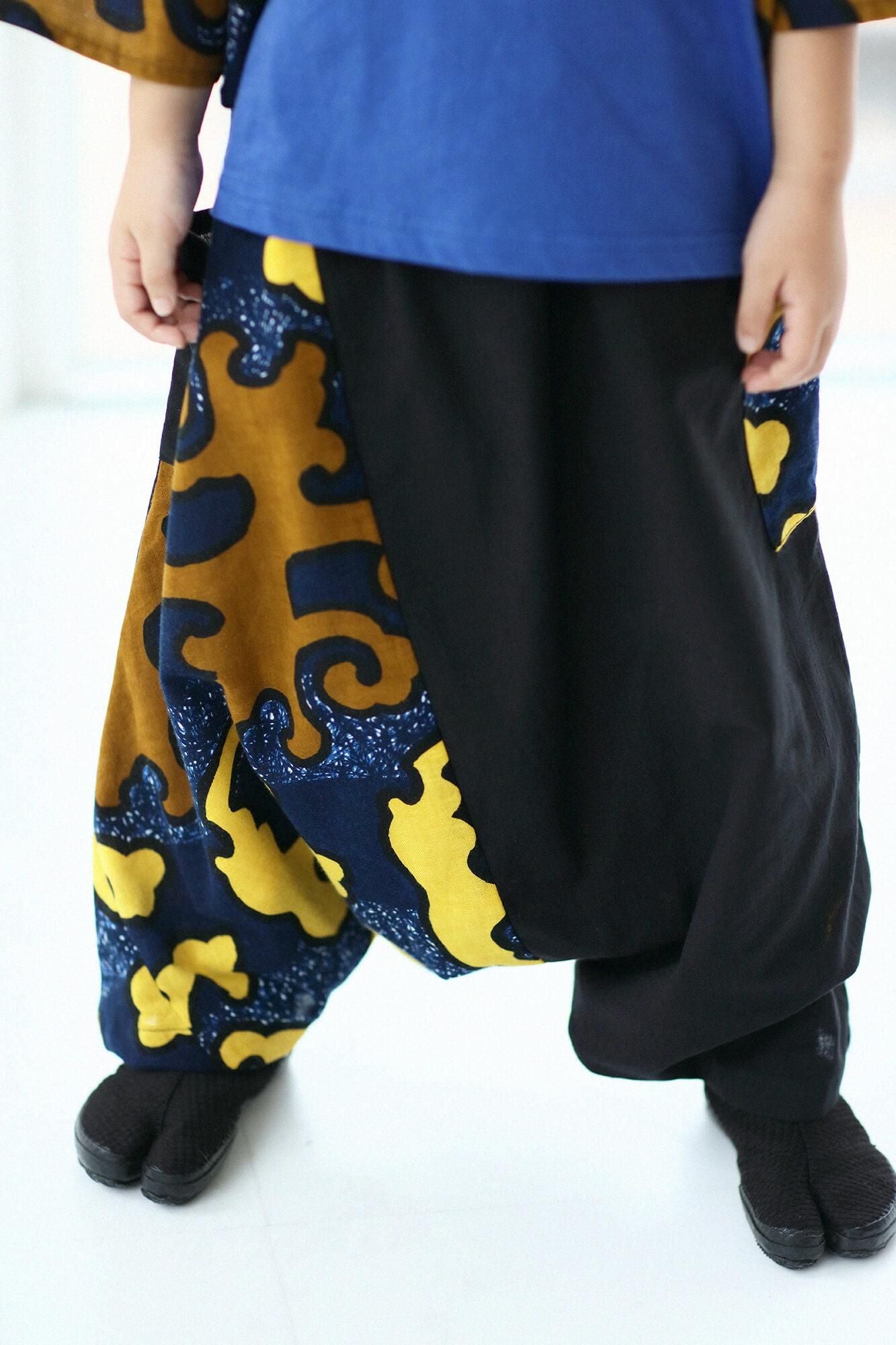 ●伊勢木棉 富士飛鼠褲／黑色×怒濤