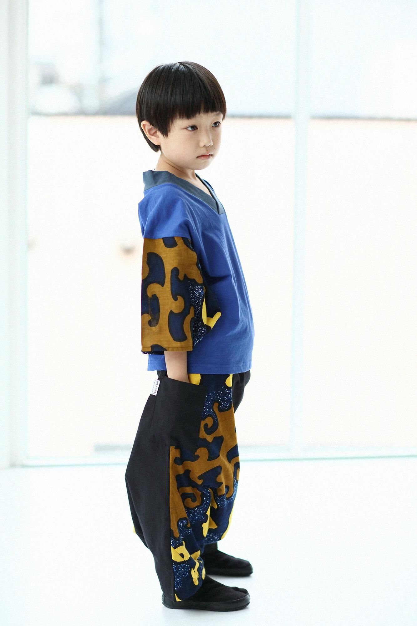 ●伊勢木棉 富士飛鼠褲／黑色×怒濤