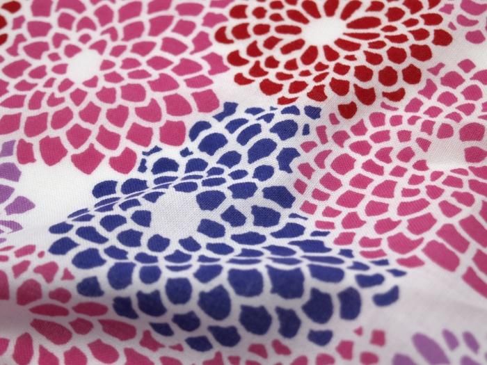 伊勢木棉圖案紋樣手巾（短版）/全菊 白色