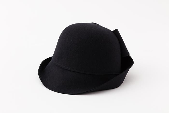 毛氈 寧寧 蝴蝶結帽／深藍色