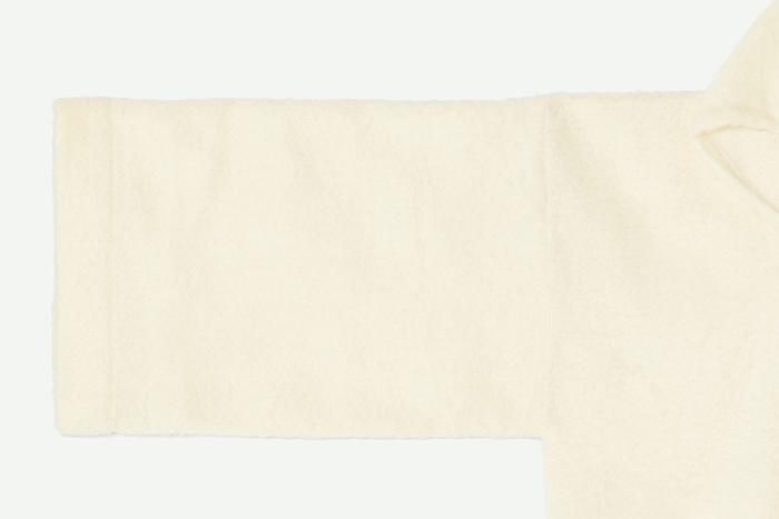 仿海狸毛 連帽外套／鳥白色