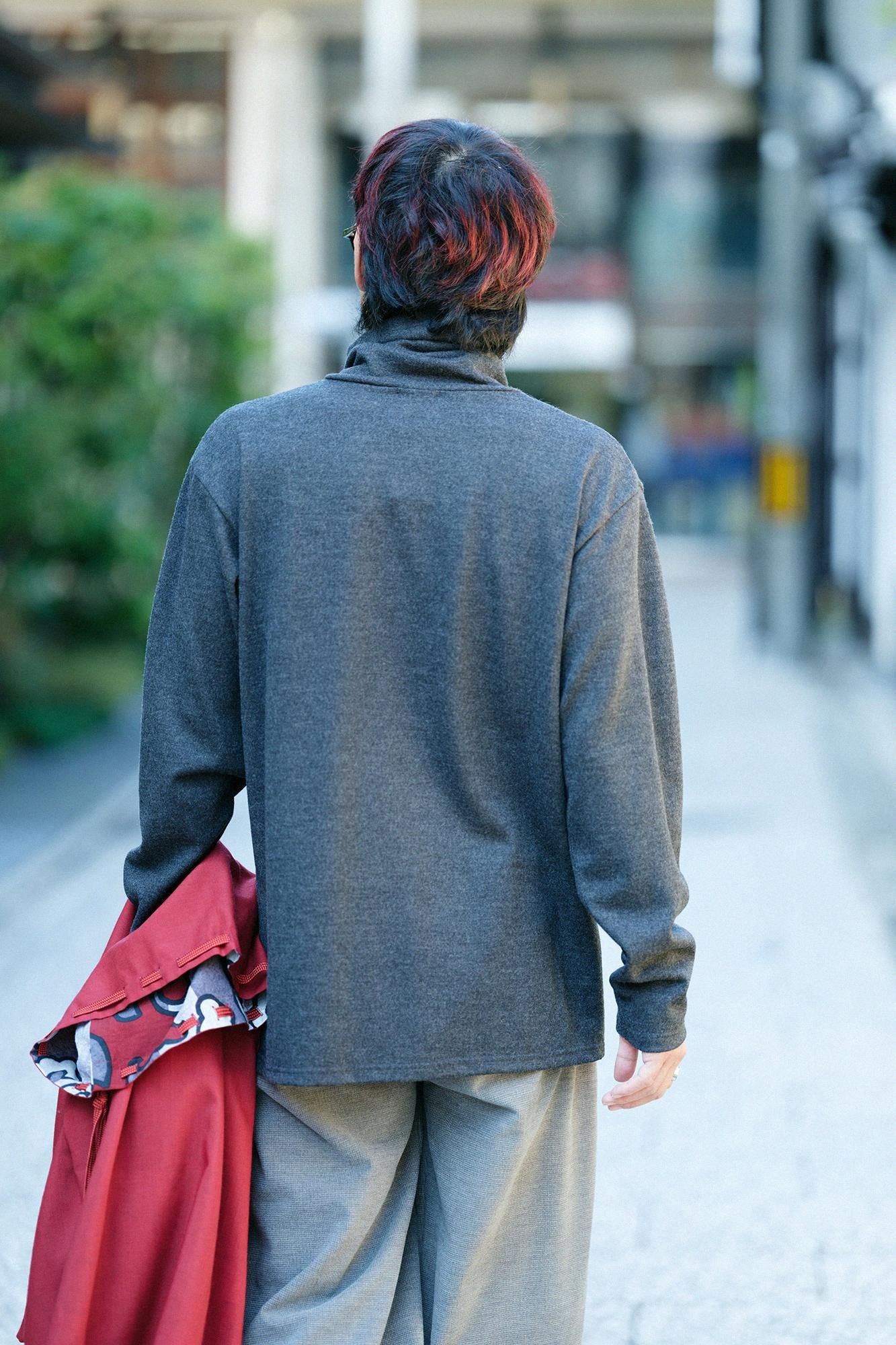 워셔블 울 천축 에리마키지반／짙은 회색