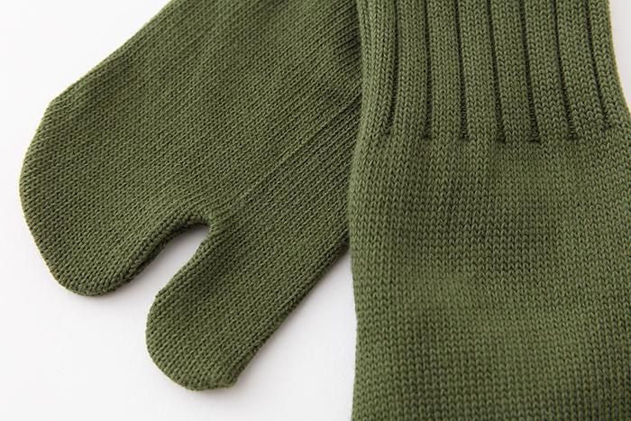 Rip Knit Tabi Socks (Mid-calf)／Olive Green【Men・Women】