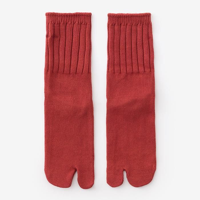 畝編（うねあみ）足袋下（普通丈）／臙脂色（えんじいろ）【男・女性用】