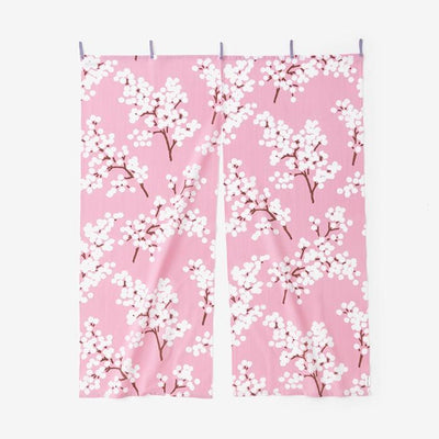 伊勢木綿 手ぬぐいのれん 2巾／南天 薄紅（なんてん うすべに）