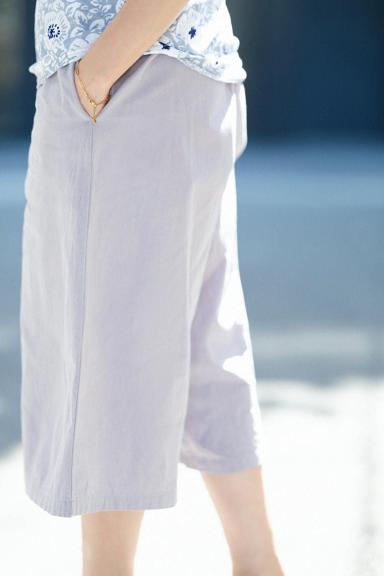 Ise-cotton 20/20 Wide-legged Pants Short Length / Pastel Purple