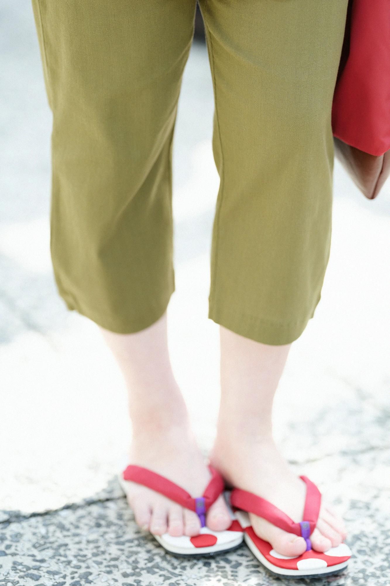 高島縮 40/40 えんゆう穿き／海松色（みるいろ）